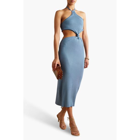 cult gaia Dresses & Skirts - NWT Cult Gaia Cameron Ribbed Cut Out Dress Sz SMALL in Steele Blue